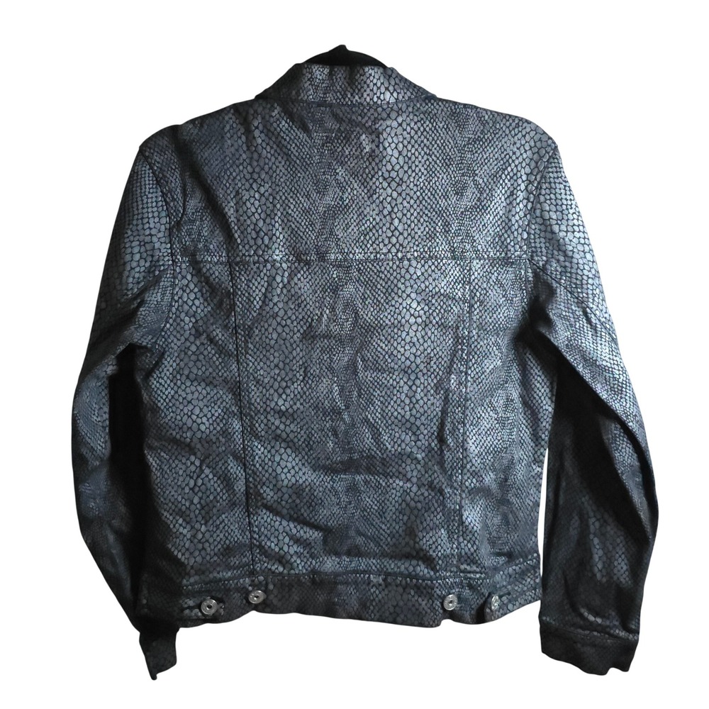 L.A. Blues Snakeskin Print Denim Jacket Womens Size 6‎ Cropped Button Front - Picture 8 of 8